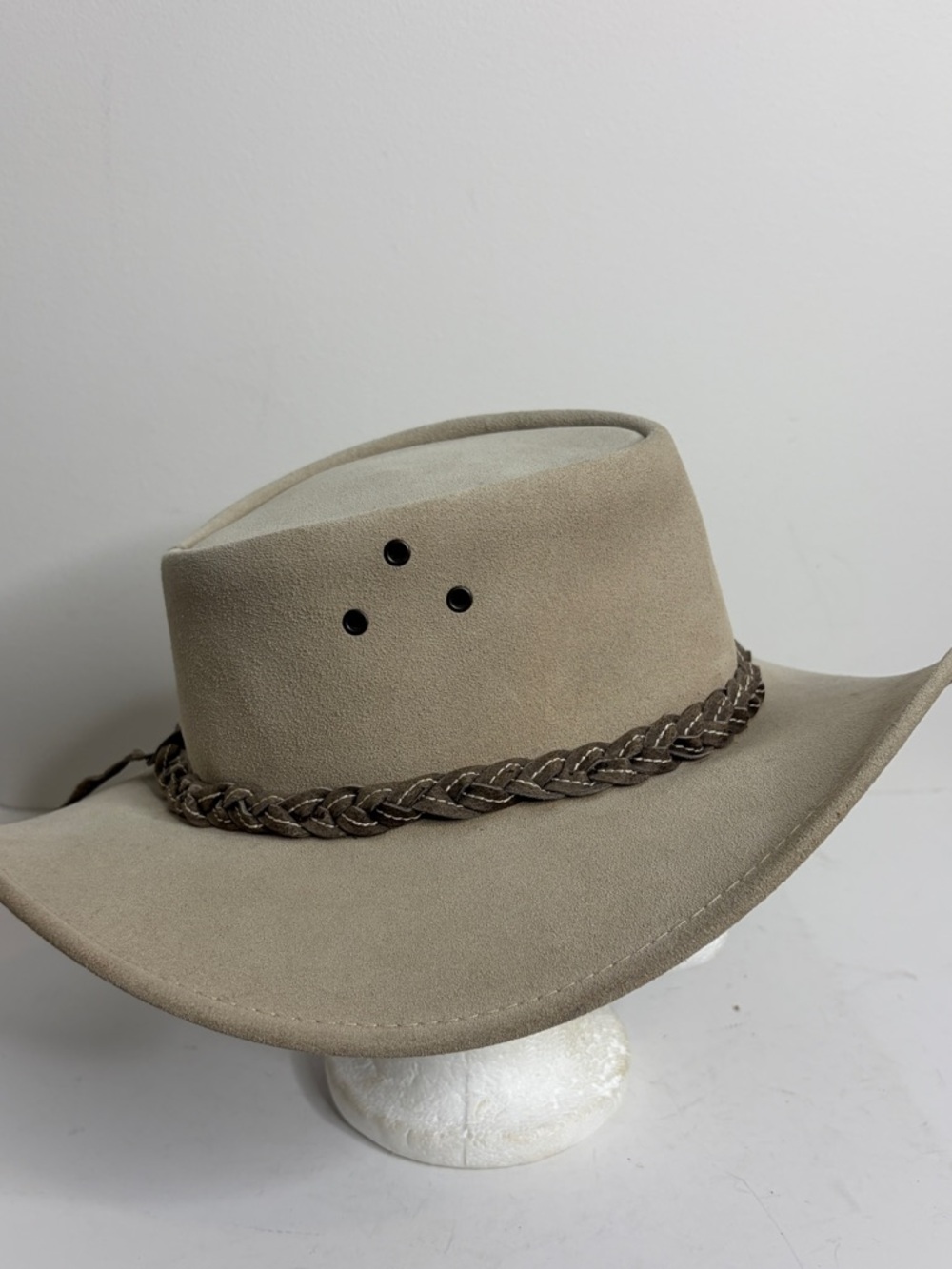 Jacaru Hat Mens Large Beige Wallaroo Suede  Packable Outback Made in Australia
